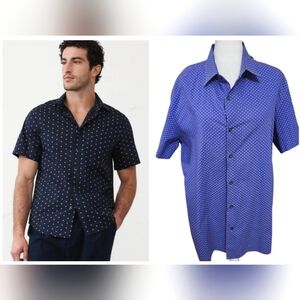 BANANA REPUBLIC Short Sleeve Cotton Stretch Button Up Shirt. Blue/purple. Size L